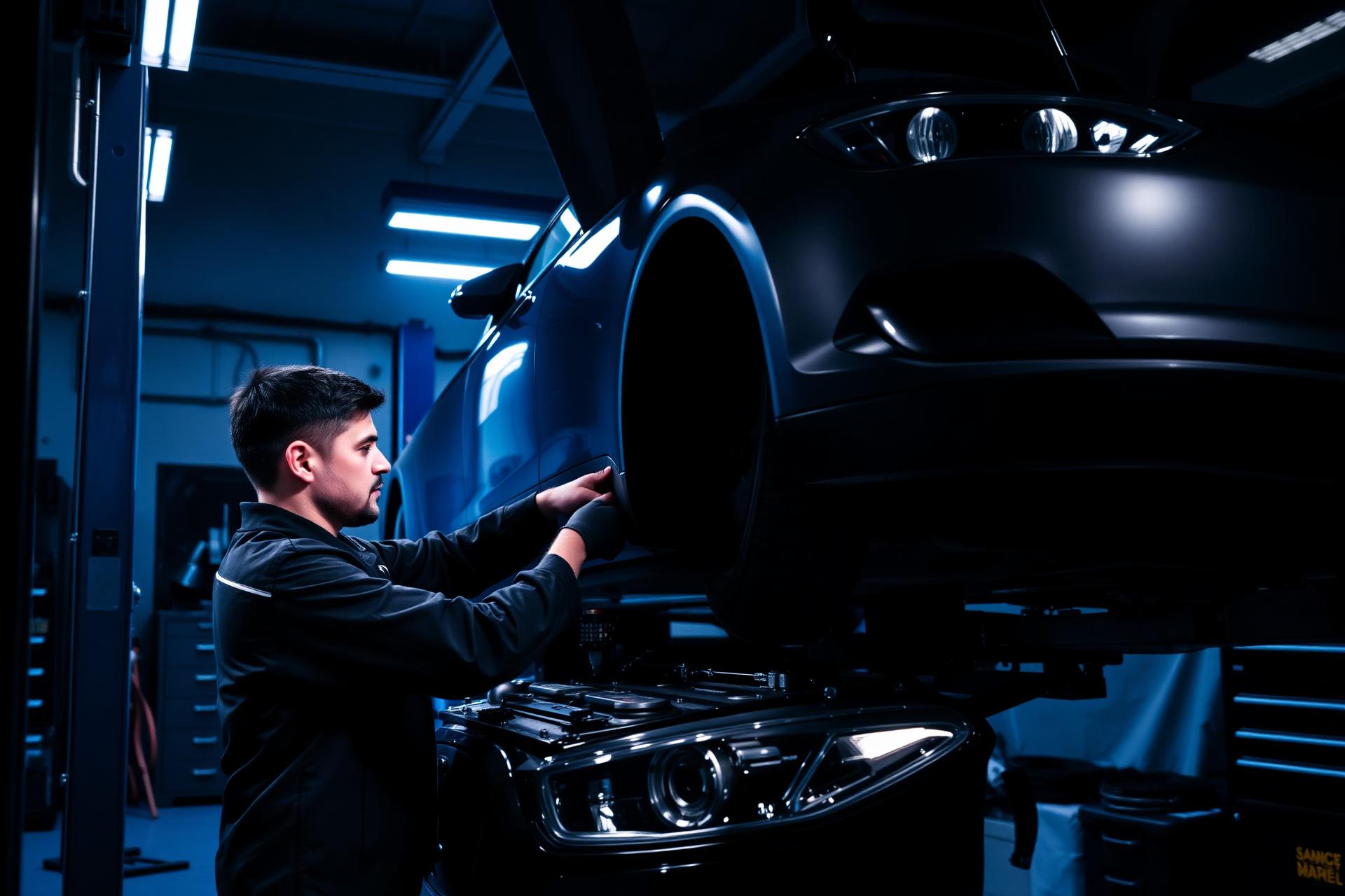 Mechanic working in a professional workshop